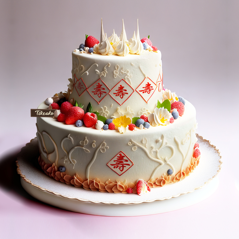 原创双层祝寿水果鲜奶蛋糕