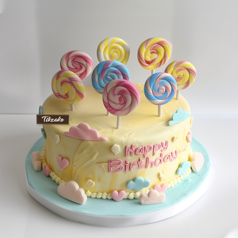 原创棒棒糖主题翻糖鲜奶蛋糕