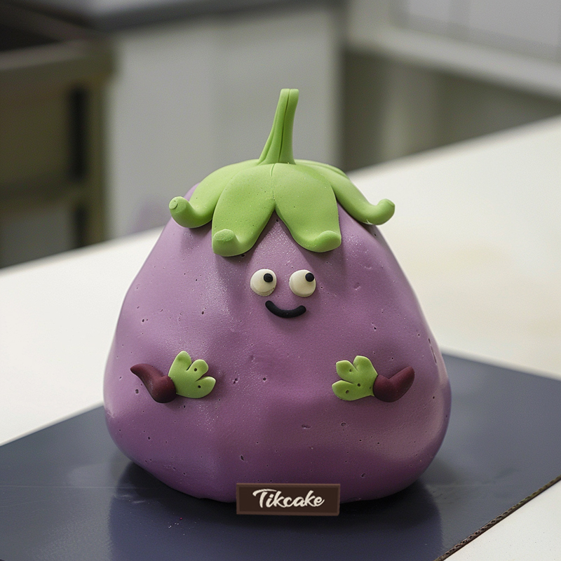 原创茄子主题翻糖鲜奶蛋糕（城市款）