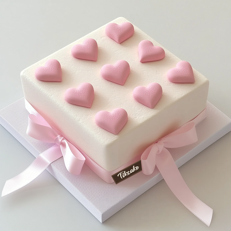原创爱心主题方形鲜奶蛋糕