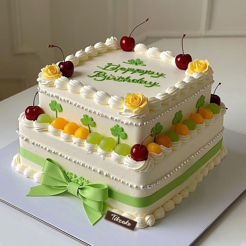 原创双层水果翻糖鲜奶蛋糕（二）