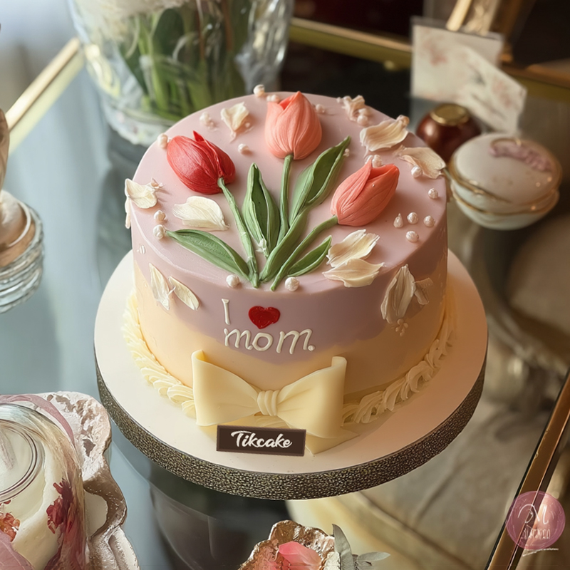 原创母亲节主题翻糖鲜奶蛋糕（三）