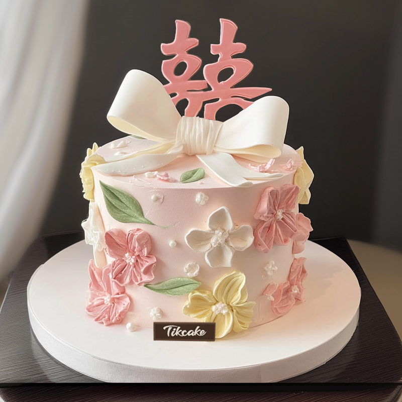 原创婚庆主题翻糖鲜奶蛋糕（三）