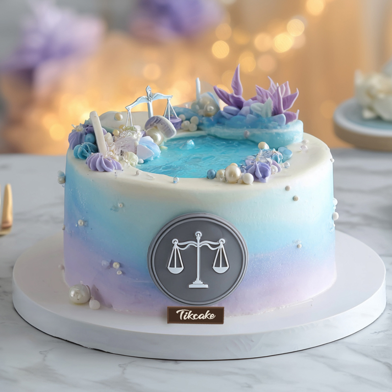 原创天秤座主题翻糖鲜奶蛋糕七（9.23-10.23）