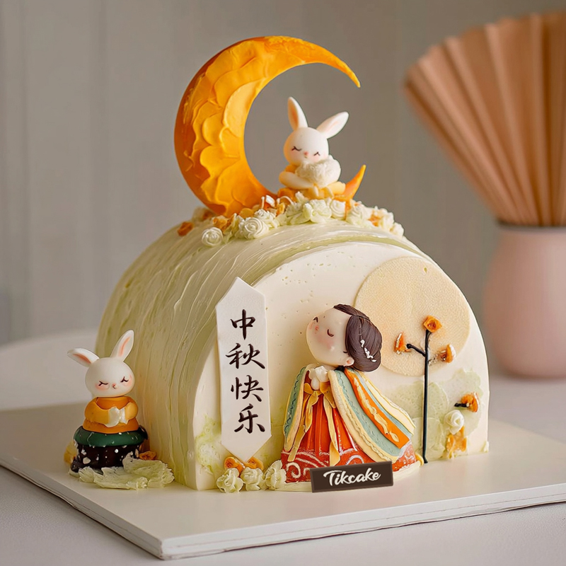 原创中秋节主题翻糖鲜奶蛋糕（二）