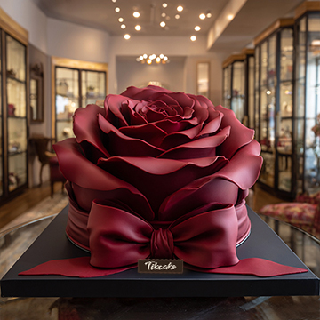 原创红玫瑰主题翻糖蛋糕