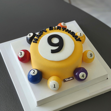 原创台球主题翻糖鲜奶蛋糕（三）