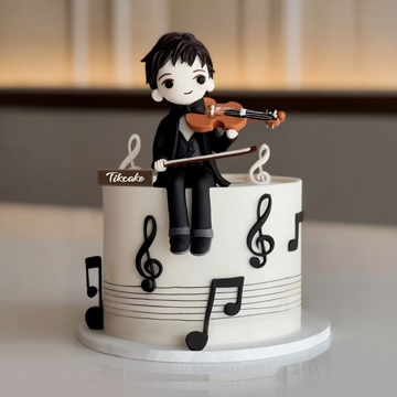 原创“小提琴”主题翻糖鲜奶蛋糕