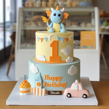 原创宝宝周岁主题双层翻糖鲜奶蛋糕（二）